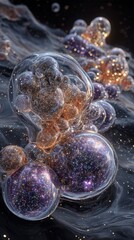 Abstract Glowing Bubbles In Iridescent Colors