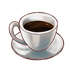 珈琲カップの手描きラスターイラスト