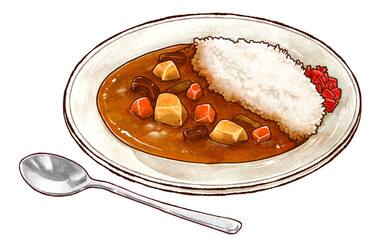 カレーライスのラスターイラスト