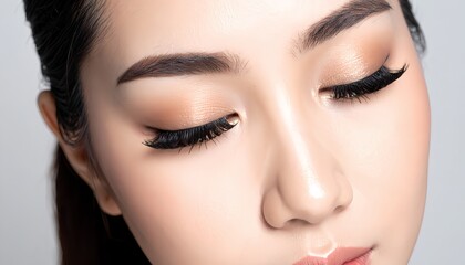 Fototapeta premium The Beauty of Thick Eyebrows and Elegantly Closed Eyes 