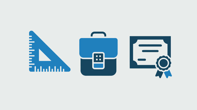 Set of education icons flat vector design elements for school and learning isolated on white background