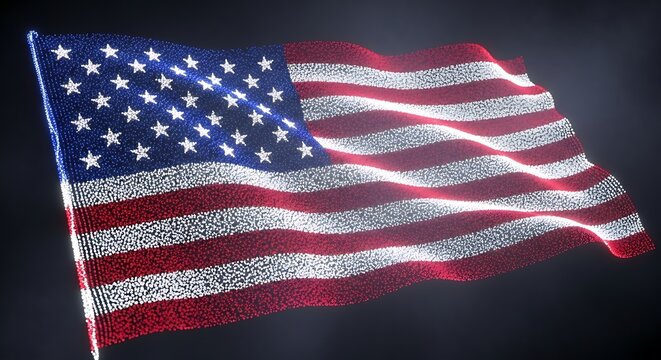 American Flag, Waving, Digital Art, Patriotic.