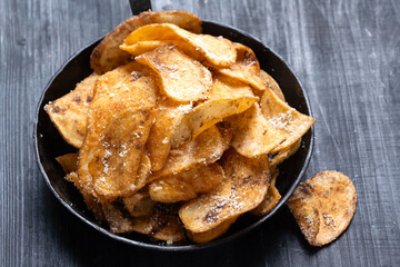 golden fried potato cheese crisps