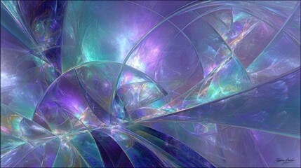 Abstract Fractal Design with Iridescent Colors