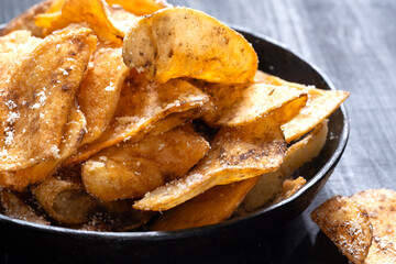 golden fried potato cheese crisps