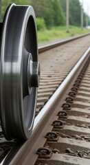 Close-up Railroad Track and Wheel.