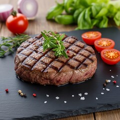 Grilled Steak with Vegetables.