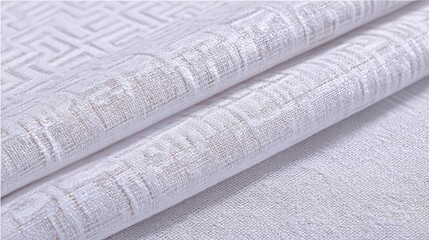 White Fabric With Geometric Pattern