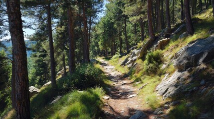 Obraz premium Forest path sunlight