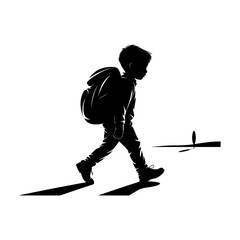 Silhouettes of people or children reading books, Isolated diverse kids with backpacks walking to school, women and children, education concept, learning, knowledge, library scene, study time