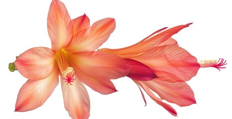 Orange flower blooming on a white background. Design element. Macro. Close up