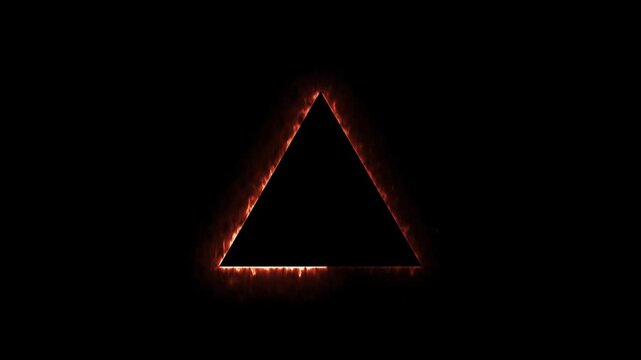 Black Triangle Outline With Red Glowing Energy Effect On Black Background abstract border