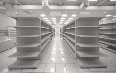 White blank empty 3d supermarket design rendering © Neo3Design