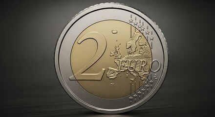 Close-up Euro Coin Two Cents.