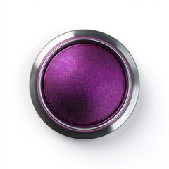 Black and red round metal button isolated on white background