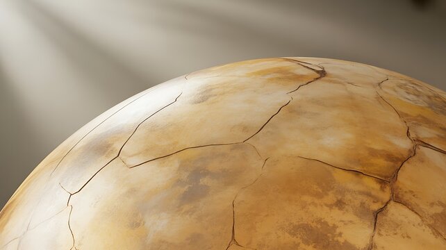 Close Up Of A Cracked Earth Sphere With Dramatic Lighting arid texture