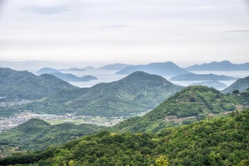 香川県観音寺市　高屋神社から望む瀬戸内海
