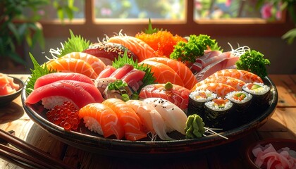 Sumptuous Japanese Sushi Platter: A Culinary Symphony of Fresh Seafood