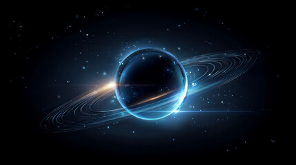Obraz premium Outer space planet globe with ring and alien world with cosmi