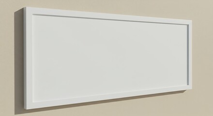 Obraz premium Blank white picture frame mockup against neutral wall backdrop