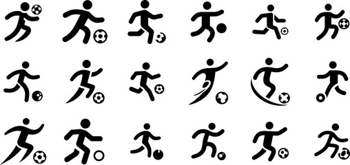 Football icons pack, athletic silhouettes, team sports graphics for branding