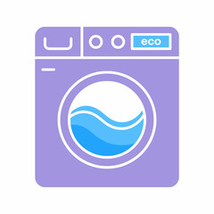 An innovative and sleek illustration of an eco-friendly washing machine, symbolizing sustainability and modern technology in household appliances for responsible living.