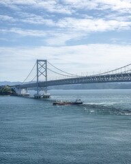 兵庫県南あわじ市　鳴門大橋と渦潮のある風景
