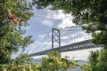 兵庫県南あわじ市　鳴門大橋と渦潮のある風景

