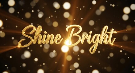 Shine Bright Golden Text Graphic.