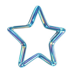 PNG Holographic metallic star outline.