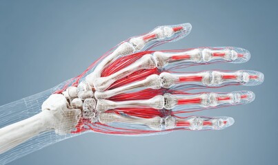 Hand Anatomy Illustration - Bones, Muscles, and Tendons.