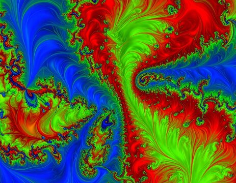 Vibrant abstract fractal swirls