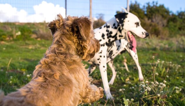 Two dogs playing outdoors (1)