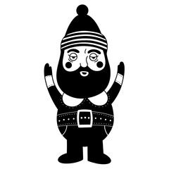 Funny Christmas gnome with bag and candy. The concept of Christmas, New Year. hand-drawn illustration