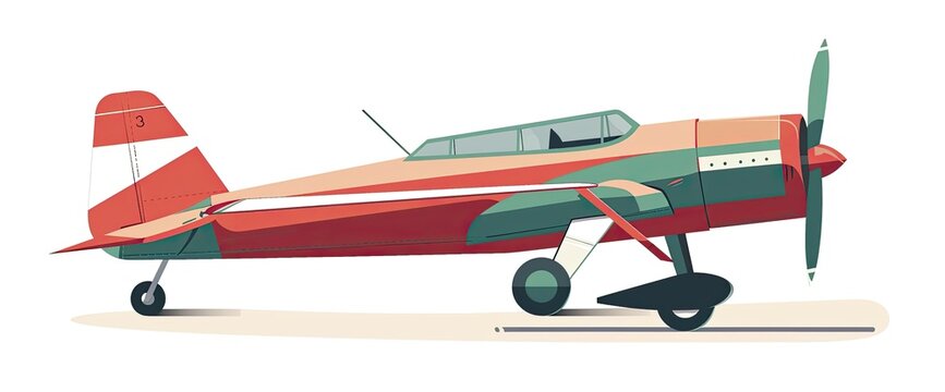 Retro plane sits on the ground, ready to fly. Icon/design element/infographics