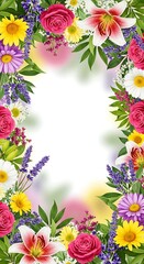 Colorful Floral Border Design.