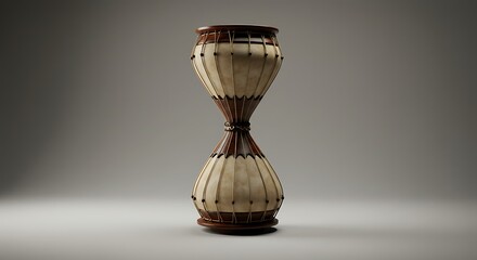 Hourglass rendered on gray background represents time passage and concept