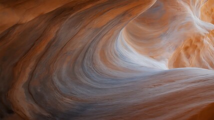 Obraz premium Close-up of Abstract Swirling Sandstone Rock Formation with Orange and White Hues image photo