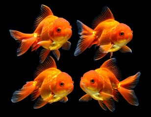 Vibrant Golden Fish Swimming in the Dark: An Underwater Aquatic Composition
