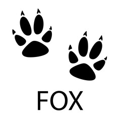 Fox paw print set Paw icon collection black on white background Vector illustration two paw print