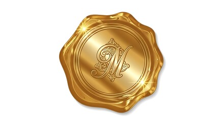 Golden Decorative Seal with Initial M.