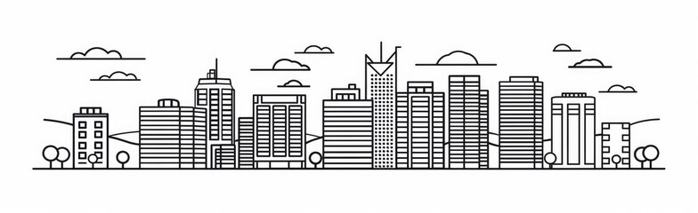 Obraz premium Skyline icon. Urban downtown cityscape illustration. City building backdrop