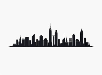 Obraz premium Skyline Cityscape Black silhouette against a white background for graphic design use