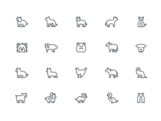 Fototapeta premium Collection of minimal line art animals displayed on white, showcasing simplicity and variety in animal representations, creating a clean and modern aesthetic.