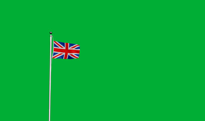 High-quality united kingdom national flag flag on a pole against a green - Symbol of culture, heritage, and patriotism