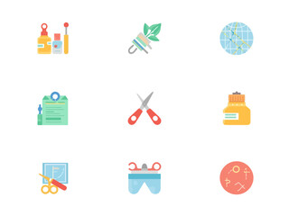 Cosmetic tools and products arranged on white surface, showcasing beauty and care in a clean, minimalist style.