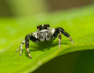 Close-up of a jumping spider on a leaf (3)