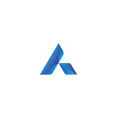 The iconic logo of the triangle in the shape of the letter A is a piece of technology, sport, business, automotive, simple and cool blue gradient color.
