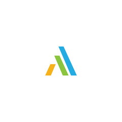 The simple finance graphic logo is in the form of the triangle and letters A.