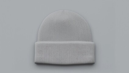 Blank White Beanie Hat Template on Gray Background
